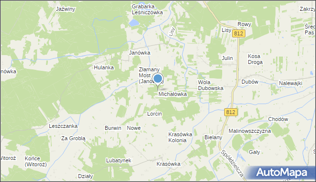 mapa Michałówka, Michałówka gmina Biała Podlaska na mapie Targeo